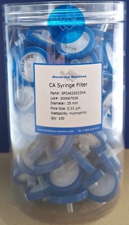 Đầu lọc sắc ký CA ưa nước MEMBRANE SOLUTIONS 25mm - Lọc Mẫu HPLC Hiệu Quả